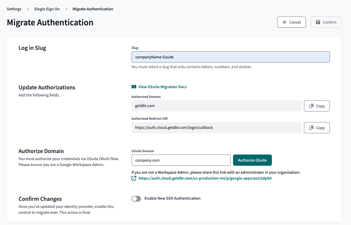 Enable new SSO for Google Workspace Enable new SSO for Google Workspace
